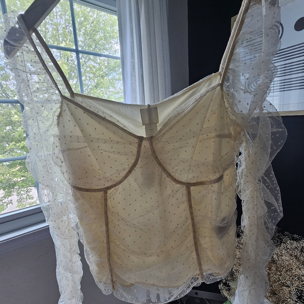 H&M Cream Sheer Polka Dot Blouse